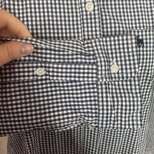 Abercrombie & Fitch micro plaid Oxford moose logo embroidery shirt navy white M thumbnail 10