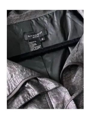 Sandro 𖦹 Cropped Swing Jacket 𖦹 Metallic Black + Silver Hardware 𖦹 Medium 𖦹 thumbnail 9