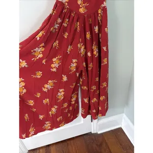 Free People Red What‎ is Love Floral Wide Leg V-Neck Jumpsuit Size 0 thumbnail 2