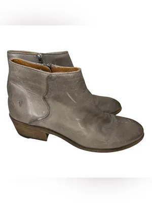 Frye "Carson Piping Bootie" Graphite Grey Leather Ankle Boot | Women's Size 10 thumbnail 2