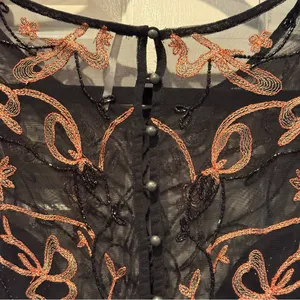 Free‎ People Floral Embellished Metallic Shimmer Lace Dress Black Size Small thumbnail 8
