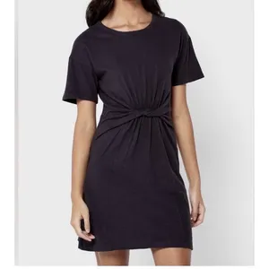 Aerie Women's XL Black Casual‎ T-Shirt Dress Ruched Waist Short Sleeve Casual thumbnail 2