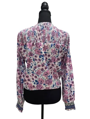 Lulus Floral Long Sleeve Tie Front Top Size M thumbnail 2