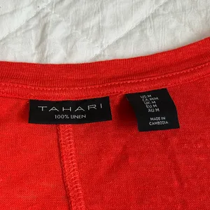 Tahari Bright Red Short Sleeve Top 100%Linen thumbnail 2