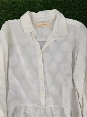 Anthropologie Isabella Sinclair Belia Peplum Popover Cotton White Dot Button Top thumbnail 5