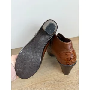 Sanita Ankle Boots Women 39 Brown Leather Buckle Croc Embossed Heeled Booties thumbnail 6