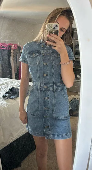 Denim button up dress thumbnail 1