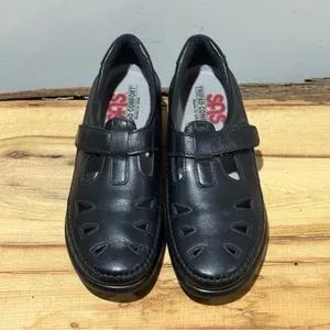 SAS‎ Roamer womens black leather strap loafers size 6N A26 thumbnail 4