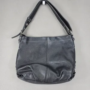 Coach Y2K Hobo Bag Black Pebbled Leather Silver Hardware F15064 Medium VTG thumbnail 5