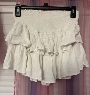 White Ruffle Skirt With Built In Shorts thumbnail 1