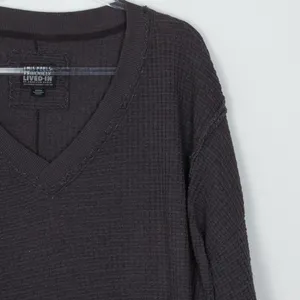 American Eagle Seriously Lived In Big Hug Waffle Knit Pullover Gray M Oversized thumbnail 3