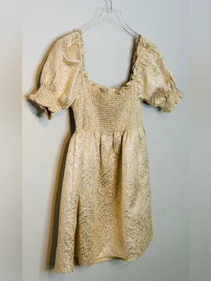 Hill House Athena Nap Gold Brocade Babydoll Mini Dress thumbnail 8