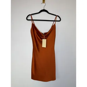 NEW Meshki Victoria Cowl Neck Mini Slip Dress in Copper Size XS thumbnail 2