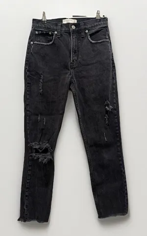 Abercrombie & Fitch The Mom High‎ rise Jean Black Grunge Streetwear Size 26 2R thumbnail 1