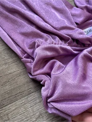 Popular 21 Purple Shimmer Plunging V-Neck Ruched Crop Top L Going Out Party Club thumbnail 5