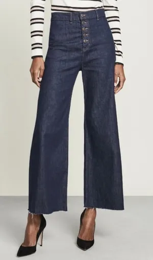 Veronica Beard Grant Wide Leg Raw Hem Jeans thumbnail 1