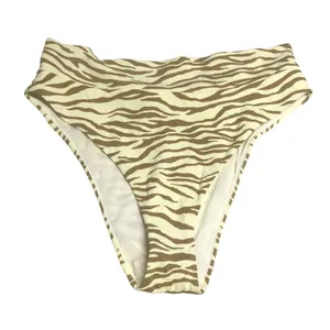 Aerie Bikini Bottom High Cut Cheeky Textured High Rise Tiger Stripe Beige XL thumbnail 1