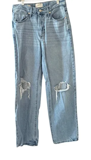 Universal Thread 90s Baggy Distressed‎ High Rise Jeans Light Wash Blue Size 4 thumbnail 1