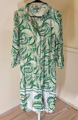 Figueroa & Flower EUC Women's Green Fern Print Midi Dress Missing Belt Size M thumbnail 1