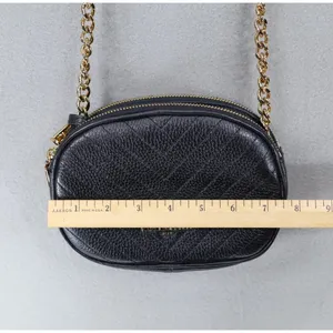Karl Lagerfeld Paris Charlotte Crossbody Leather Black Gold Chain‎ Round Pattern thumbnail 4