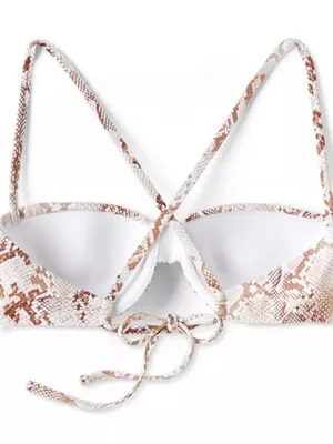 Shade & Shore Brown & Cream Snakeskin Print Underwire Bikini Swim Top - Size 32B thumbnail 4