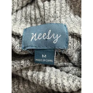 Neely Women's Gray Ribbed Knit Cowl Neck Long Sleeve Mini Tunic Sweater Dress M thumbnail 5