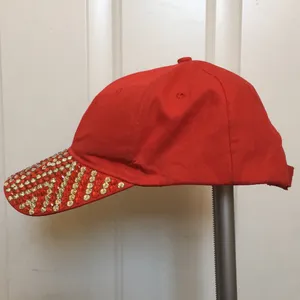 FINAL MARKDOWN Ladies Glam Bling Red Zigzag Ball Cap thumbnail 5