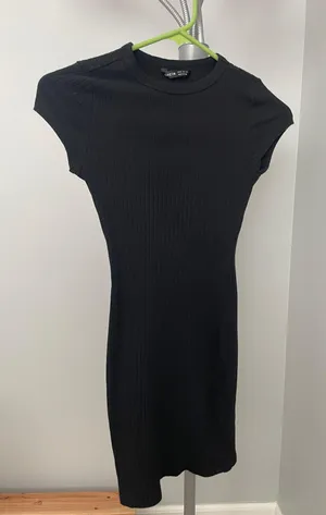 SheIn black ribbed mini dress thumbnail 3