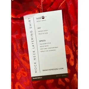 Ranch Dress’n Mock Neck Layering Shirt Red Orange Floral Burnout Small New thumbnail 6