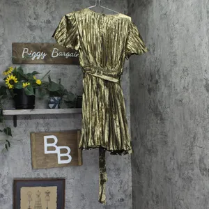NWT Sam Edelman Womens Plisse Waist Mini Dress Tie 89H505-S4 Gold Yellow 4 thumbnail 6