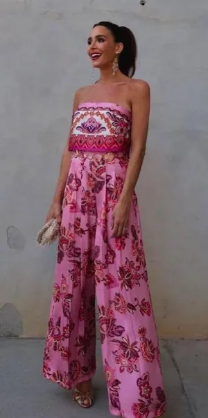 jumpsuit romper wide leg sleeveless boho floral summer vacation casual thumbnail 1