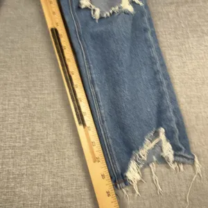 American Eagle Jeans Womens 6 Blue High Rise Mom Distressed Ripped Knees Raw Hem thumbnail 6