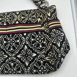 Vera Bradley Black Cream Floral Quilted Shoulder Hobo Bag Multicolor Stripe thumbnail 3