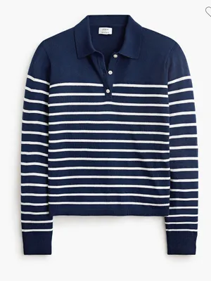 J.Crew Women’s Striped Merino Wool-blend Sweater-Polo Size S thumbnail 1