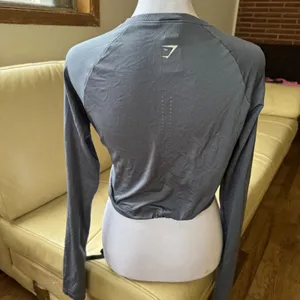 Gymshark Breeze Lightweight Seamless Long Sleeve Crop Top‎ Grey XS thumbnail 2