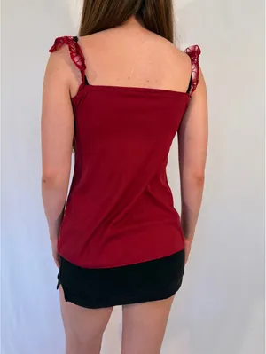 Red Milkmaid Babydoll Y2k Vintage Tank Top thumbnail 2