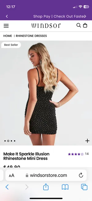 Windsor Mesh Black Rhinestone Dress thumbnail 2