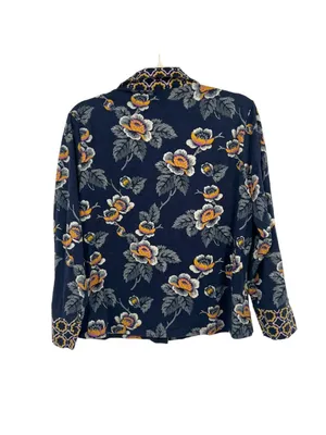 Vera Bradley Dottie Leaf Floral Pajama Set Navy Blue Size Medium thumbnail 4