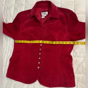 Live a Little Wine Red Suede Leather Vintage Blazer Size M thumbnail 6