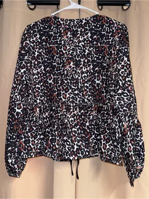 Amazon NEW cheetah print blouse thumbnail 3