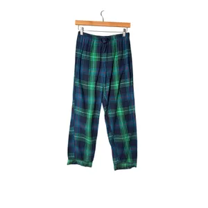 Wondershop Womens Pajama Set XS Green Blue Plaid Flannel Cotton Holiday Classic thumbnail 3