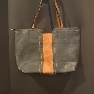 Montana West Brown and Tan Tote Bag with Contrast Stitching, Faux Leather thumbnail 3