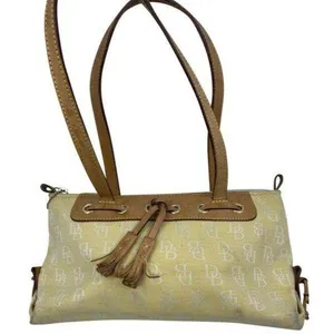 dooney and bourke fabric medium size yellow tan fa thumbnail 1