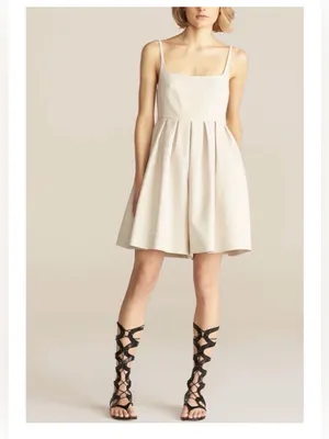 Rebecca Taylor Linen Square-Neck Pleated Romper Size 8 Color Rye thumbnail 13