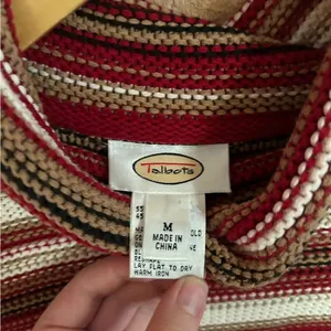 Vintage Talbots Striped Ribbed Knit Turtleneck Sweater Long Sleeve Size Medium thumbnail 2