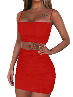 Two piece red dress set thumbnail 1