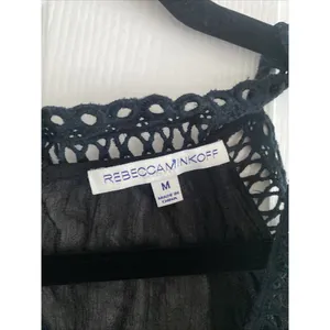 Rebecca Minkoff Cold Shoulder Crochet Lace Blouse Womens Size M Black Boho Sheer thumbnail 5