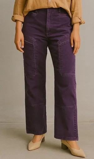 Tuckernuck SEA Womens Quilted Barrel Cargo Pants Size 4 Purple Utility Scandi thumbnail 1