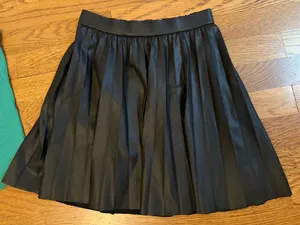 Zara Black Pleated Faux Leather Skirt size 11-12 thumbnail 2
