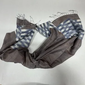 Unisex Silk Scarf With Thin Fringes‎ 68" x 25" - NEW in Bag. thumbnail 6